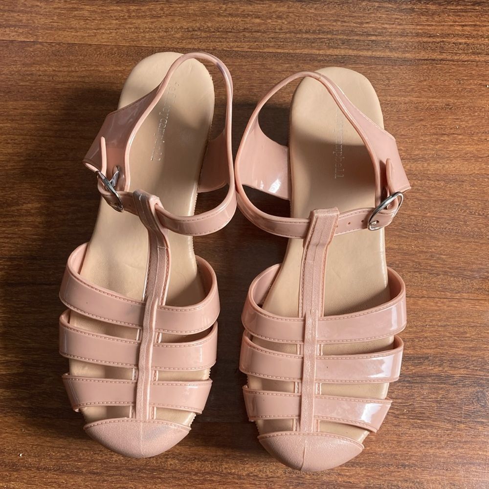 Jeffrey Campbell Pink Patent T-Strap Sandals